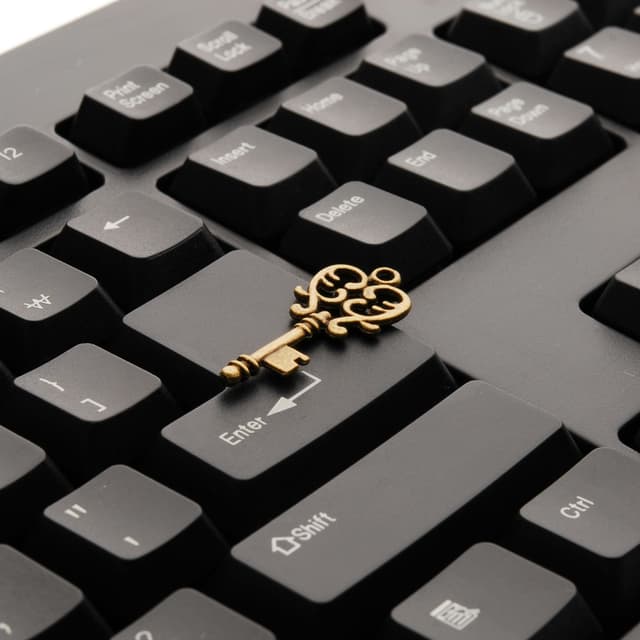 A gothic key on a computer keyboard